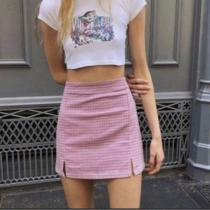 Brandy Melville pink plaid skirt